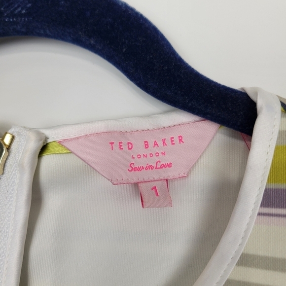 Ted Baker Aquai Skater Dress in Carousel Stripe with Gold Zipper Size 1 - Picture 13 of 14